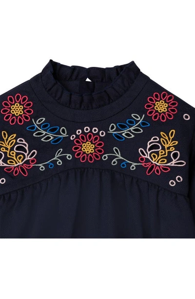 Shop Chloé Kids' Embroidered Cotton Twill Blouse In 859-navy