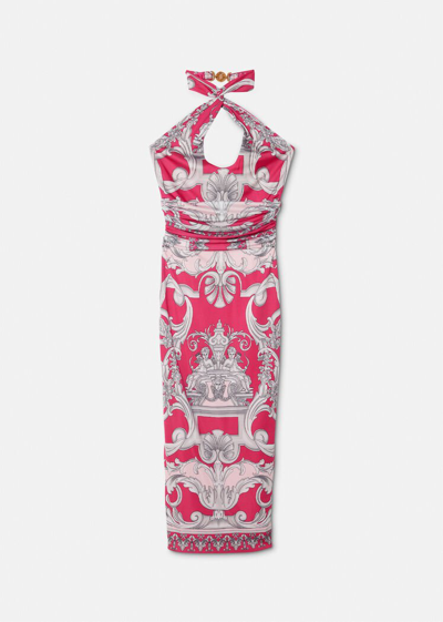 Shop Versace Silver Baroque Halter Dress, Female, Print, 40