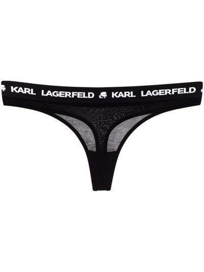 Shop Karl Lagerfeld Two-piece Logo Thong Set In Black
