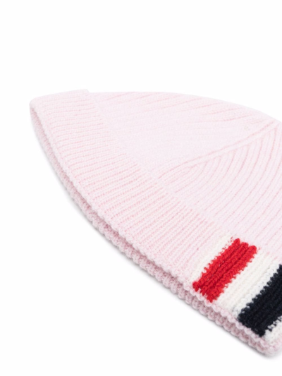Shop Thom Browne Ribbed Knit Beanie In Pink