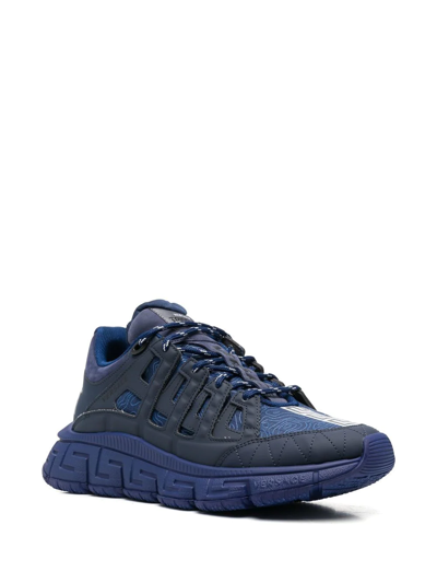 Versace Men's Trigreca Fabric-leather Sneakers In Blue