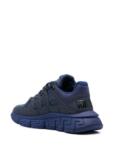 Versace Men's Trigreca Fabric-leather Sneakers In Blue