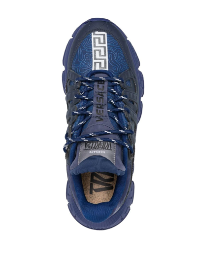 Versace Men's Trigreca Fabric-leather Sneakers In Blue