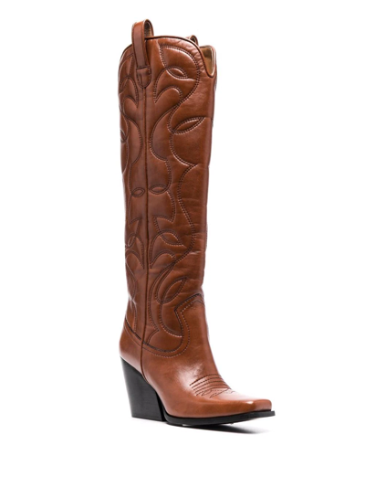 Shop Stella Mccartney Cowboy Cloudy Knee-high Boots In Brown