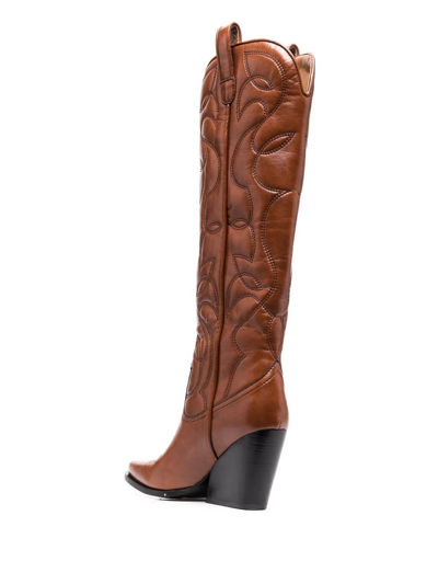 Shop Stella Mccartney Cowboy Cloudy Knee-high Boots In Brown