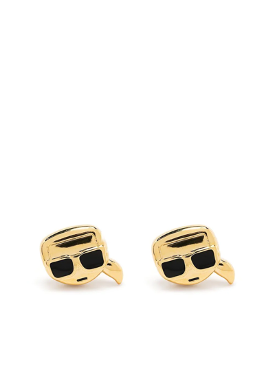 Shop Karl Lagerfeld Ikonik Karl Stud Earrings In Gold