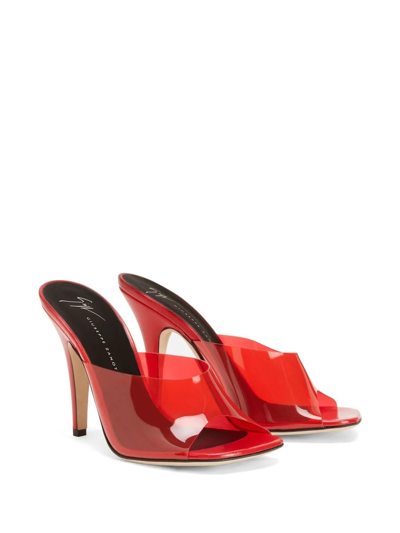 Shop Giuseppe Zanotti Earthshine Plexy Sandals In Red