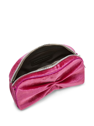 Shop Giuseppe Zanotti Agacia Velvet Crossbody Bag In Pink