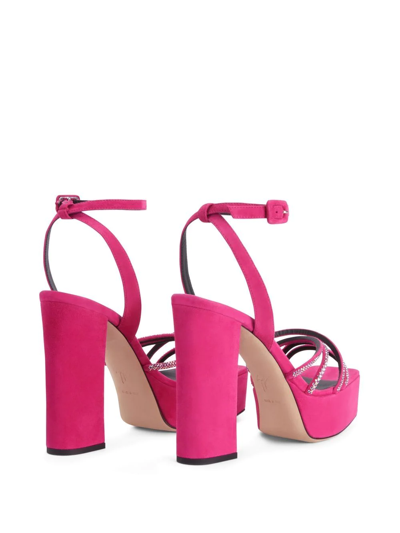 Shop Giuseppe Zanotti Arhama Embellished Platform Sandals In Pink
