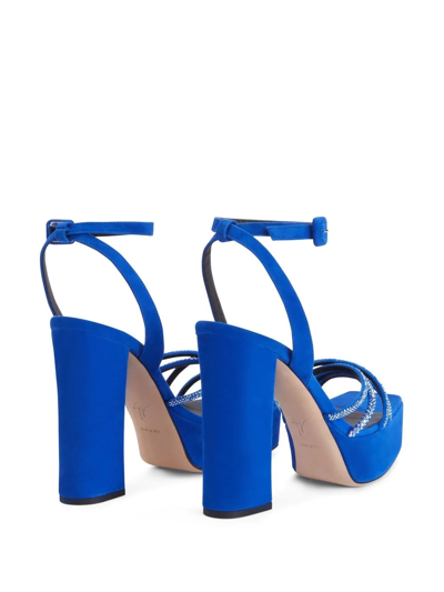 Shop Giuseppe Zanotti Arhama Embellished Platform Sandals In Blue