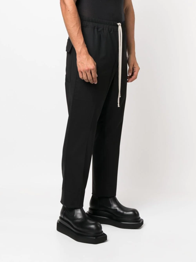Rick Owens Men Drawstring Slim Long Pants In Black