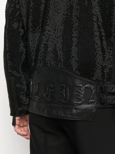 Philipp Plein Leather Disco Biker Jacket In Black