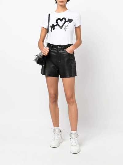 Shop Philipp Plein Crystal-embellished Logo T-shirt In White