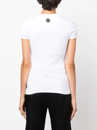 Philipp Plein Sexy Pure Crystal Embellished T-shirt In White