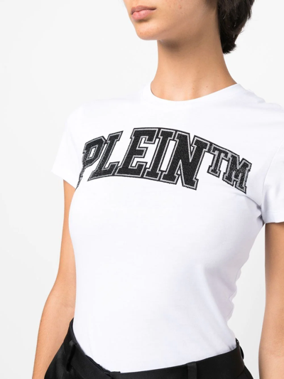 Philipp Plein Sexy Pure Crystal Embellished T-shirt In White