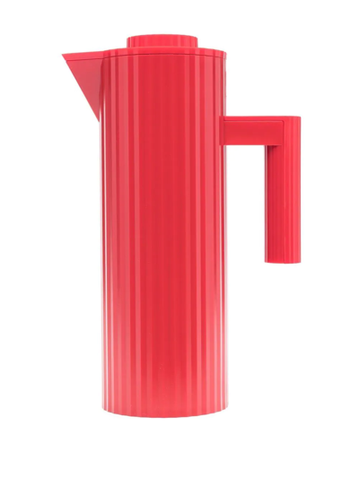 Shop Alessi Ribbed-detail Cylindrical Jug In Red