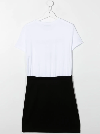 Shop Balmain Teen Logo-print Cotton T-shirt Dress In White