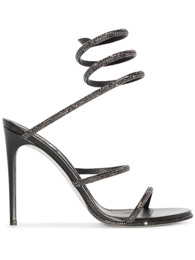 Shop René Caovilla Crystal-embellished Strap-detail Sandals In Black