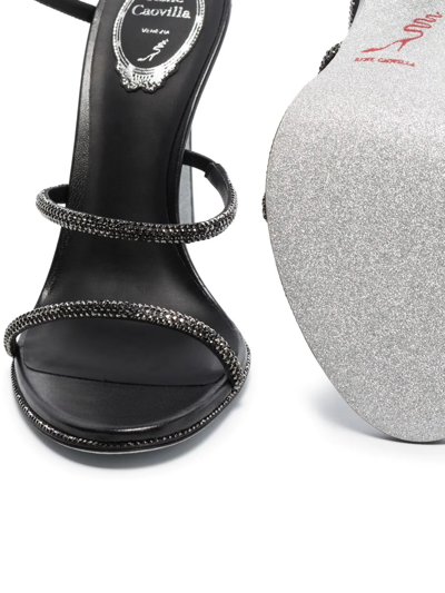 René Caovilla Cleo Crystal-embellished Strap Sandal 105 In Grey Jet In Black
