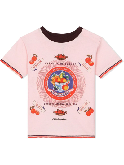 Shop Dolce & Gabbana Logo-print Short-sleeve T-shirt In Pink