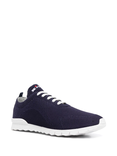 Kiton Embroidered Logo Low-top Sneakers In Navy