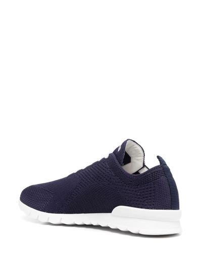 Shop Kiton Logo-embroidered Knit Sneakers In Blue