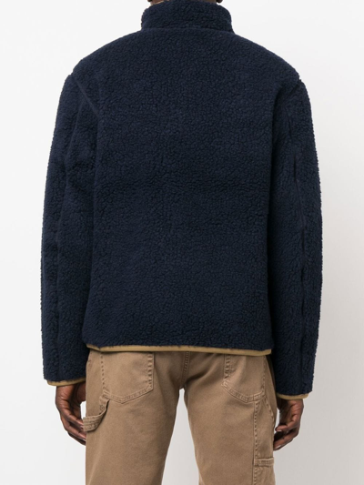 Shop Woolrich Reversible Curly-fleece Jacket In Blue
