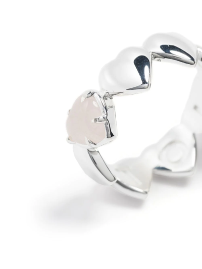 Stolen Girlfriends Club Rose Quartz Heart Ring In Silver