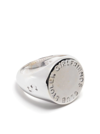 Shop Stolen Girlfriends Club Logo-engraved Signet Ring In Silver