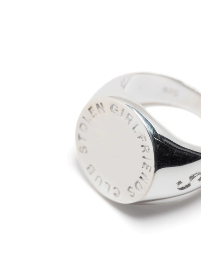 Shop Stolen Girlfriends Club Logo-engraved Signet Ring In Silver