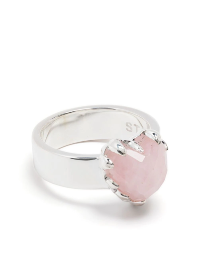 Shop Stolen Girlfriends Club Love Claw Rose Quartz Ring In Pink
