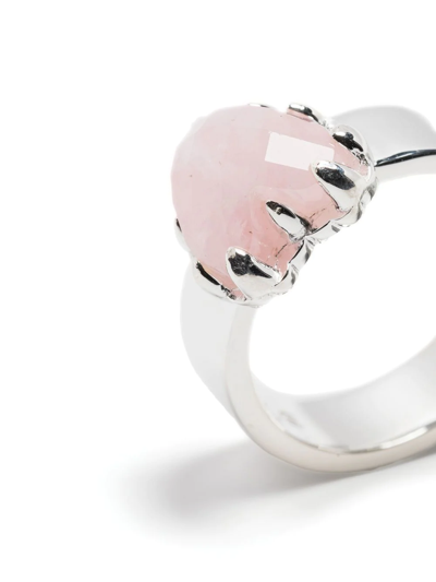 Shop Stolen Girlfriends Club Love Claw Rose Quartz Ring In Pink