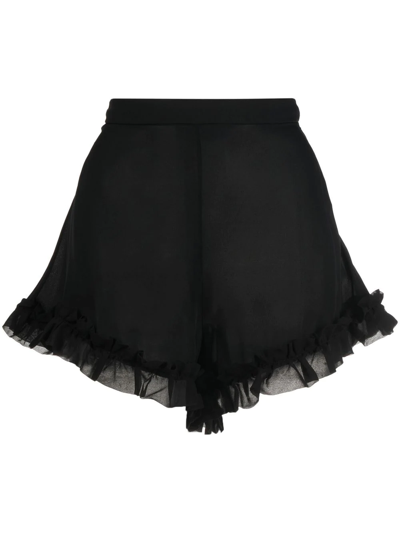 Shop Khaite Rory Ruffle Shorts In Black