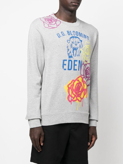 Shop Dolce & Gabbana Graphic-print Long-sleeve Sweatshirt In Grey