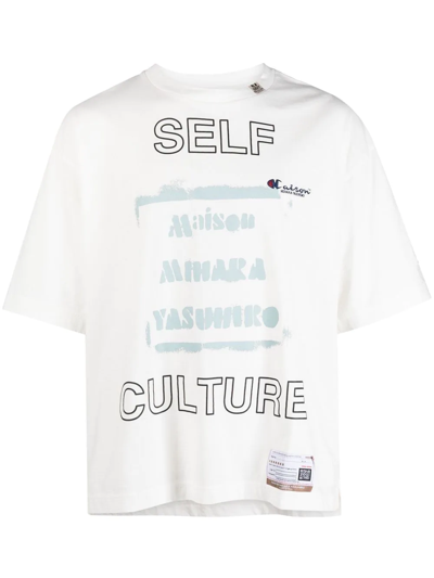 Shop Miharayasuhiro Self Culture Graphic T-shirt In White
