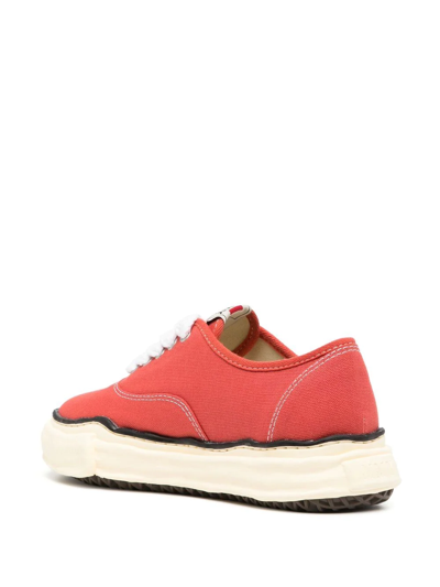 Shop Miharayasuhiro Lace-up Low-top Sneakers In Red