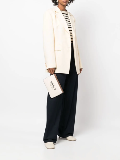 Bally Certhe Logo-print Clutch In Neutrals