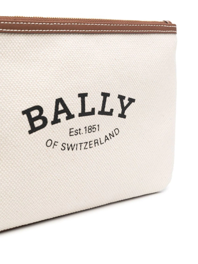 Bally Certhe Logo-print Clutch In Neutrals