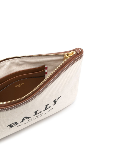Bally Certhe Logo-print Clutch In Neutrals