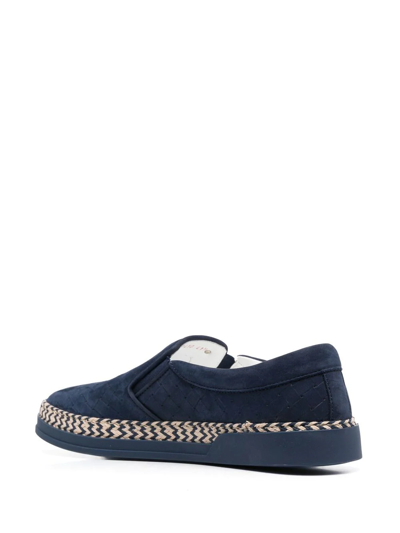 Shop Baldinini Round-toe Braid-trimmed Loafers In Blue
