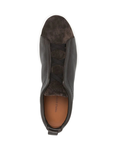 Shop Ermenegildo Zegna Elasticated Slip-on Sneakers In Brown