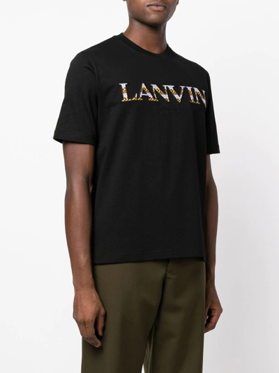 Shop Lanvin Embroidered-logo T-shirt In Black