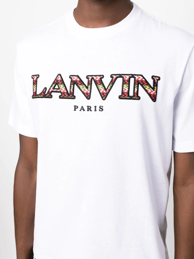 Shop Lanvin Embroidered-logo T-shirt In White