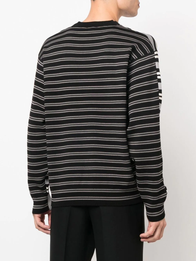 Kenzo Floral-embroidered Striped Jumper In Grey