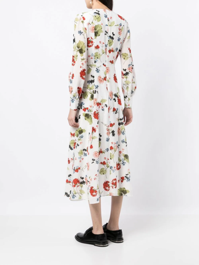 Shop Erdem Leigh Floral-print Dress In White