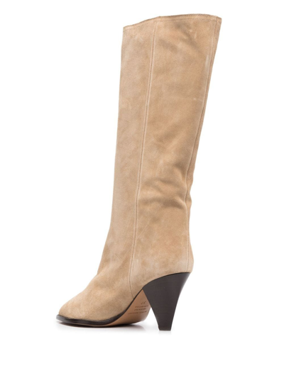 Shop Isabel Marant 80mm Heeled Suede Boots In Neutrals