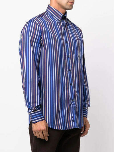 Shop Paul & Shark Striped Button-up Shirt In Blue