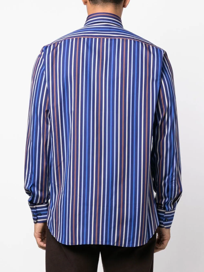 Shop Paul & Shark Striped Button-up Shirt In Blue