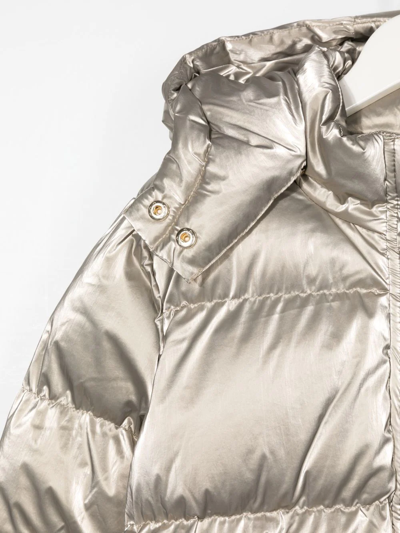 Shop Michael Kors Metallic Hooded Padded Coat In Neutrals
