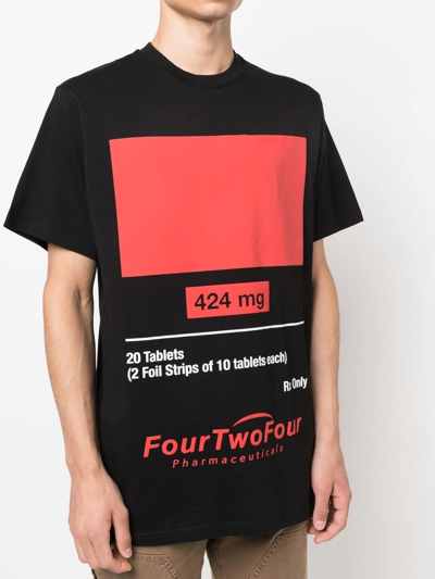 Shop 424 Graphic-print Short-sleeve T-shirt In Black
